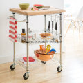 NSF Chrome Plated Metal Wire Restaurant Serving Cart Trolley